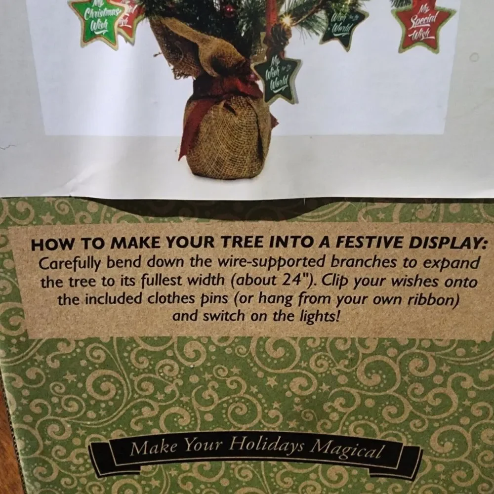 Vintage Pre-Lit Artificial Mini Tabletop Wishing Christmas Tree with LED‎ Lights